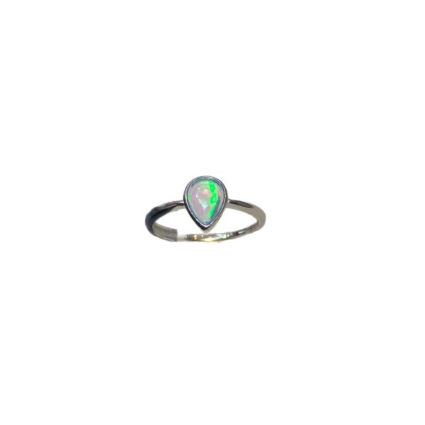 Natural Opal Ring, S925 Silver Setting, Minimalist Water-drop Shape, Opal Ring - Image 6