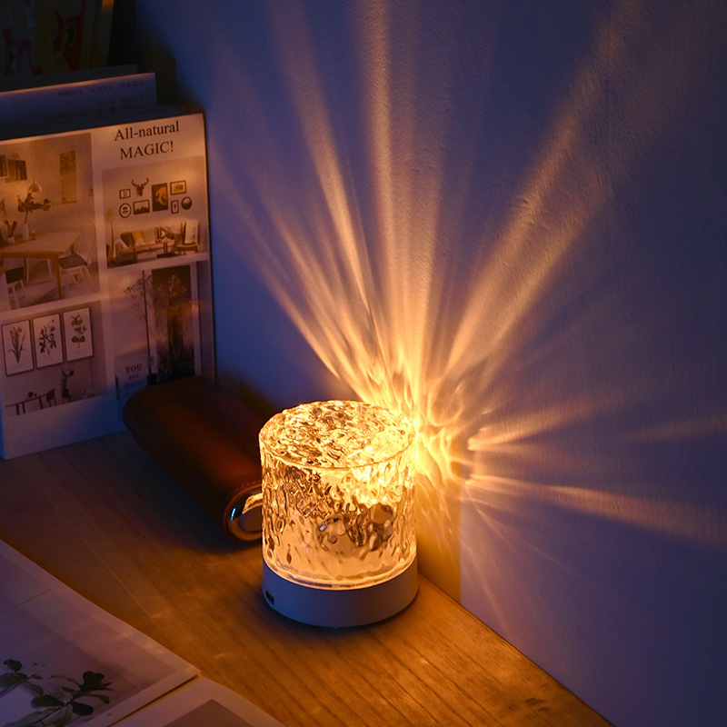Crystal Lamp Water Ripple Projector Night Light Decoration Home Houses Bedroom Aesthetic Atmosphere Holiday Gift Sunset Lights Home Decor - Image 6