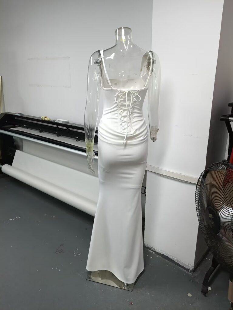 Elegant Strapless Long White Slip Dress For Women