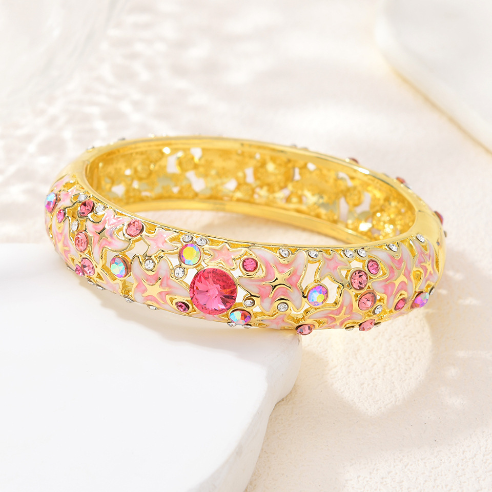 Ocean Style Starfish Enamel Diamond-Encrusted Bracelet - Image 6