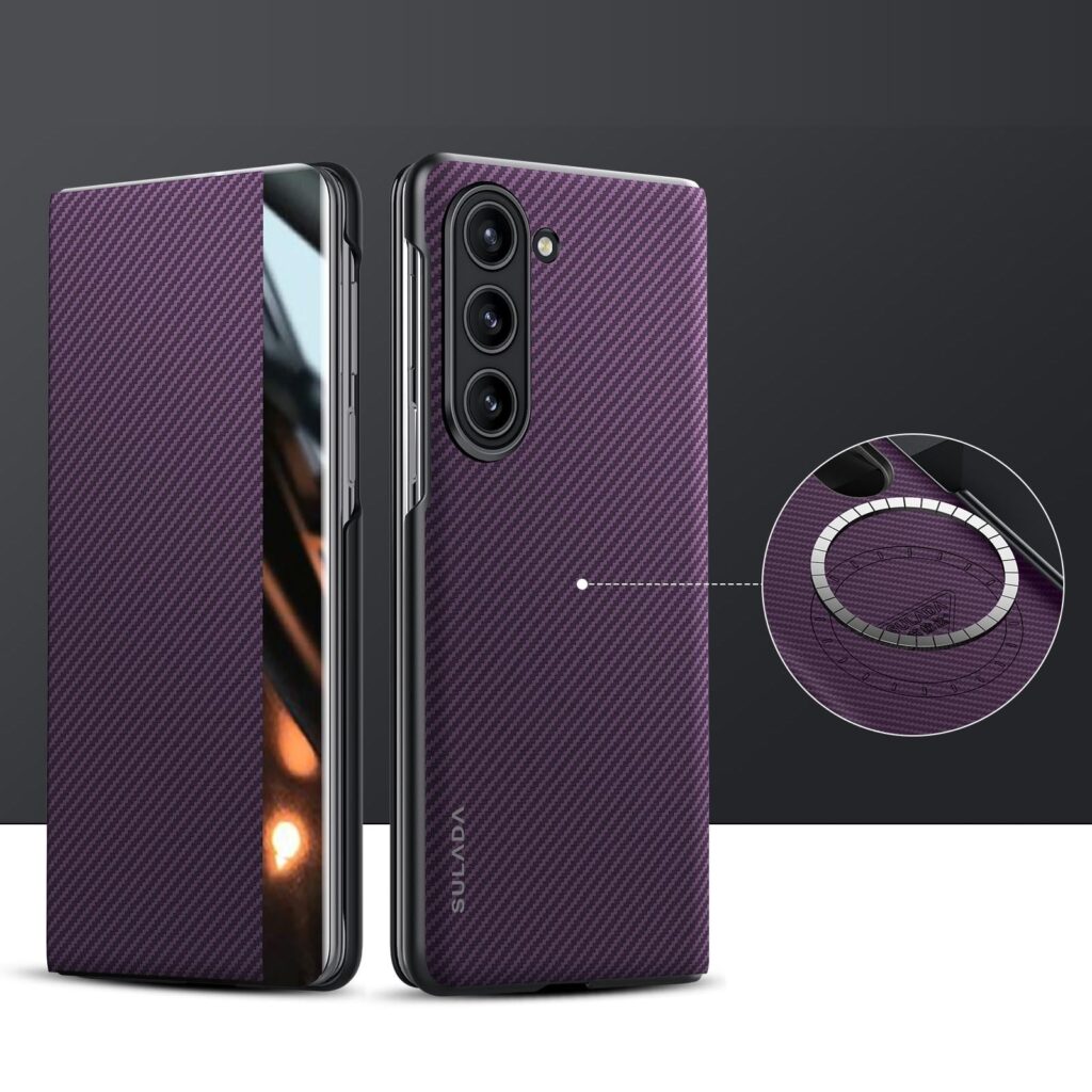 Carbon-fiber Leather Flip Case With Magnetic Card Slots For Phones