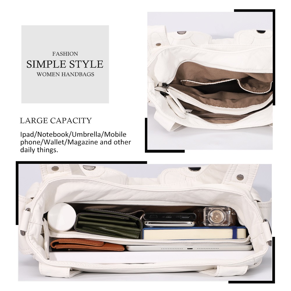 Fashion Ladies Soft Leather Portable Messenger Bag Crossbody Bags For Women Zipper Pocket Soft Casual Tote - Image 14