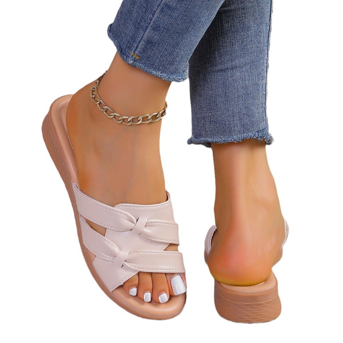 Bow-knot Plus-size Flat Sandals For Women - Image 6