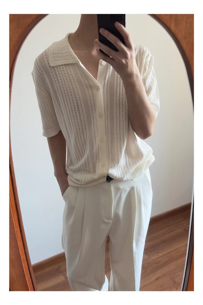 Hollow-out Vintage Lapel Knit Sweater For Men