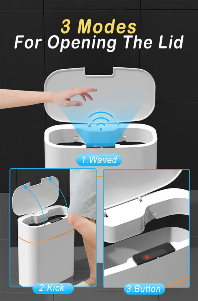 Smart Trash Can With Lid For Bedroom And Living Room Kitchen Storage Box Trash Can Induction Small Car Box Automatic Smart Dustbin Smart Trash Bin