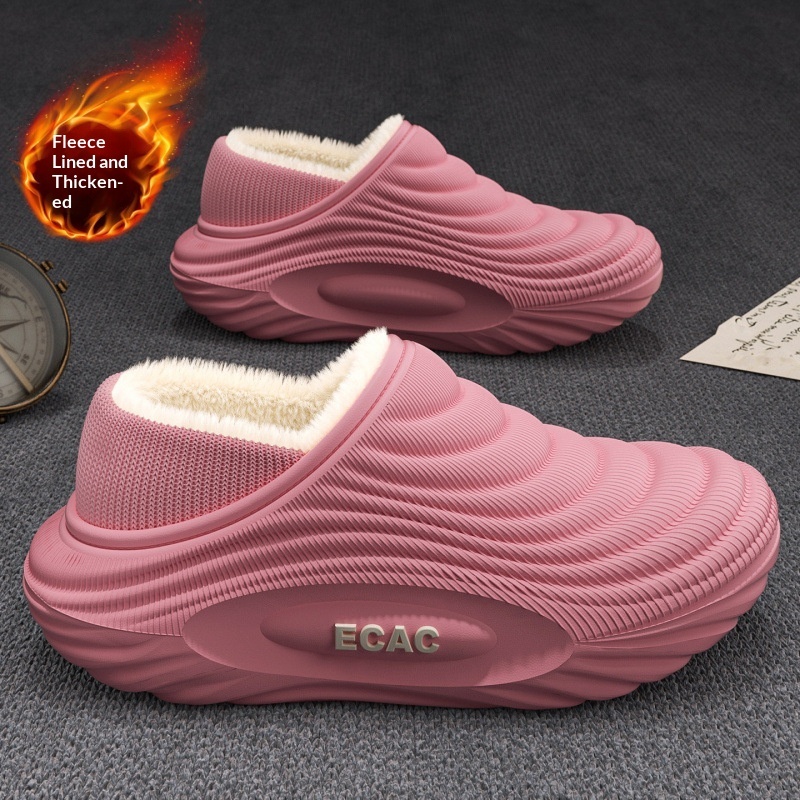 New Warm, Fleece-lined, Thickened Indoor House Slippers With Non-slip, Waterproof Soles