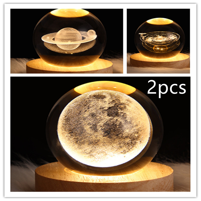LED Night Light Galaxy Crystal Ball Table Lamp 3D Planet Moon Lamp Bedroom Home Decor For Kids Party Children Birthday Gifts - Image 33