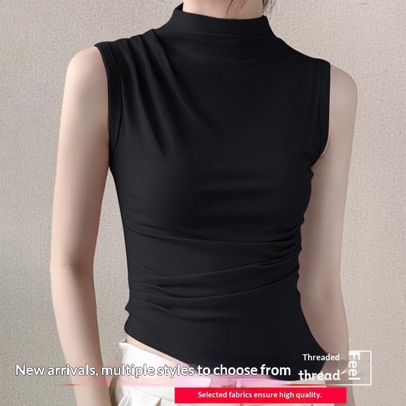 Sleeveless Strap Stand-up Collar Vest Women - Image 7
