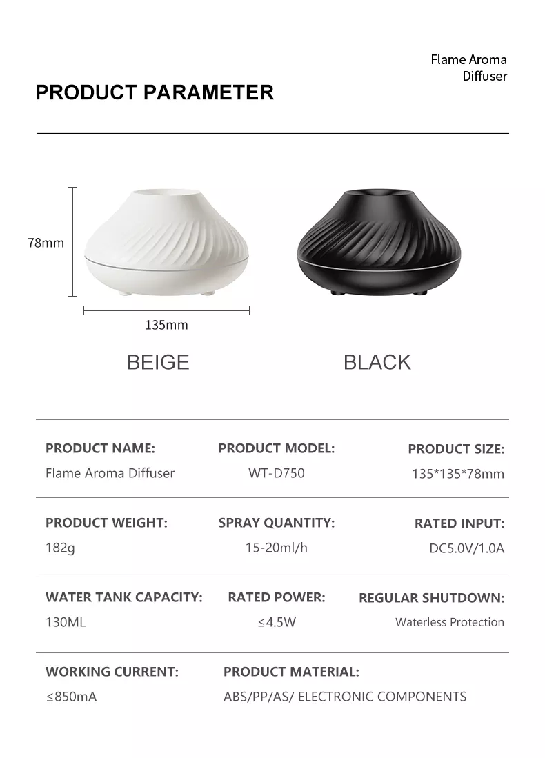 Newest RGB Flame Aroma Diffuser 130Ml 3d Colorful Flame Humidifier Fire Volcano Diffuser Flame - Image 11