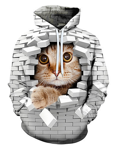Couples Hoodie With 3D Digital Cat Print - Image 6