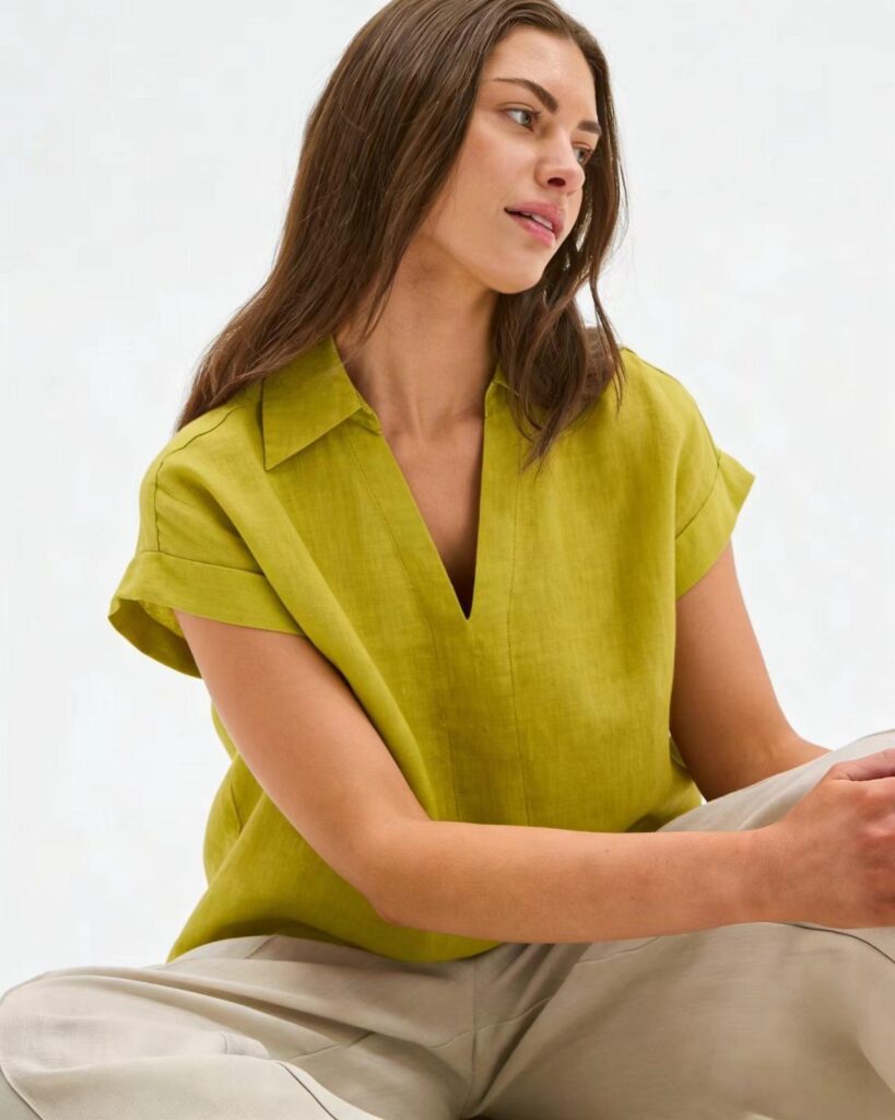Summer Thin Figure-flattering Casual Faux Linen Top