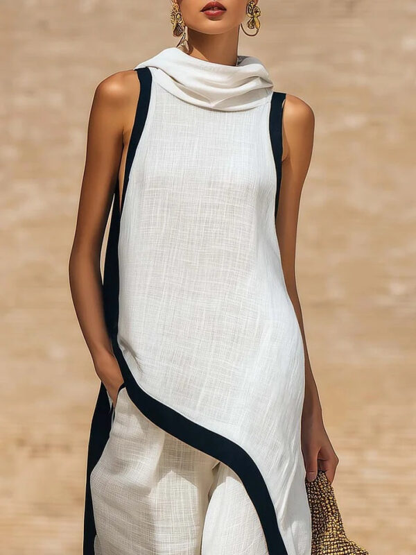 Irregular-cut Hooded Sleeveless Set - Image 18