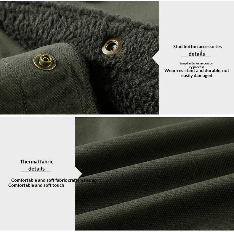 Washed Jacket For Men Fleece-lined And Thickened Lambswool Casual Style - Image 7