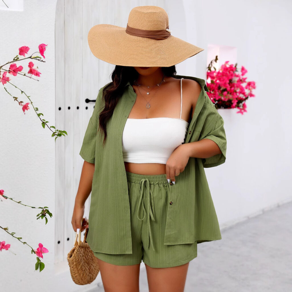 Short-sleeve Shirt And Wide-leg Shorts Fashion Two-piece Casual Set