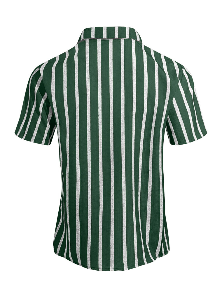 Men's Plus-Size Light Mature Lapel Striped Short-Sleeve Shirt