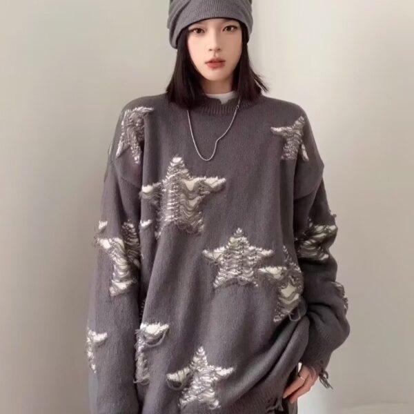 Fake Two-Piece Retro Preppy Style Knitted Sweater - Image 3