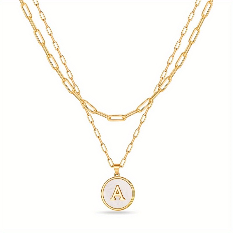 Circular Minimalist 26-Letter Pendant Double-Layer Necklace - Image 9