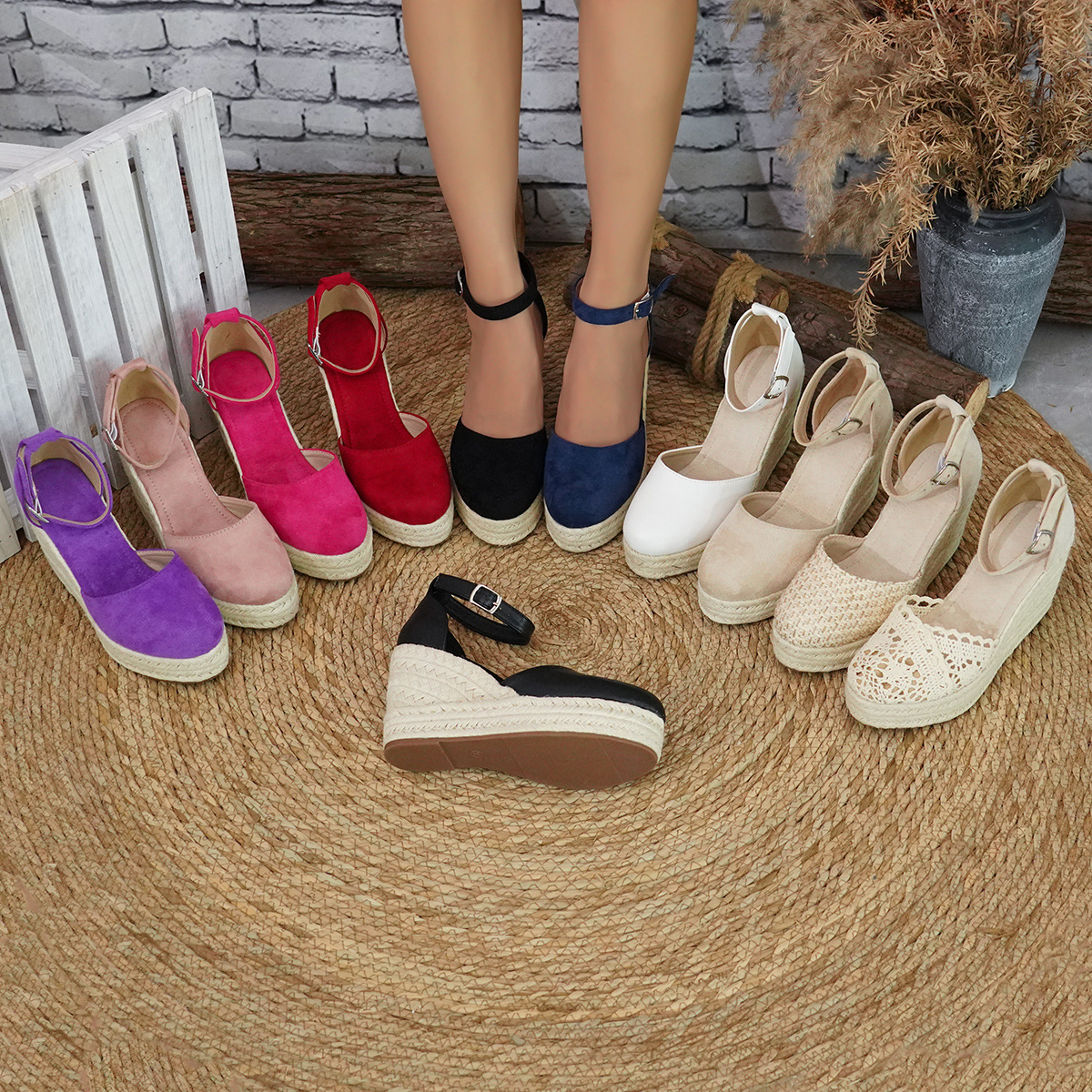 Platform Espadrille Sandals With Ankle Strap - Image 5