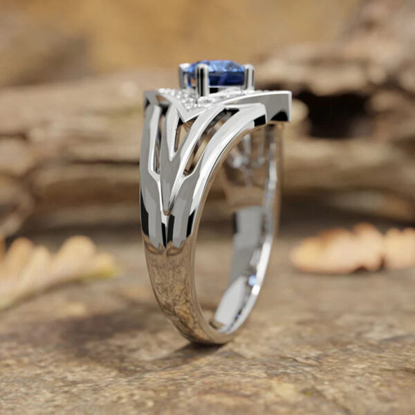 Womens Diamond-shaped Geometric Micro-pave Cubic Zirconia Multi-layer Ring - Image 4