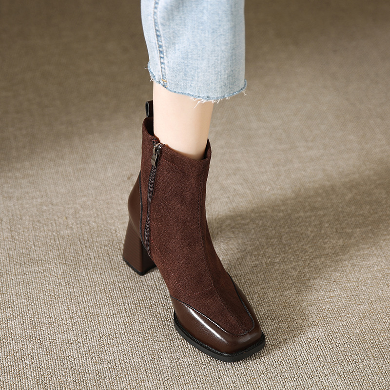 Fat Feet British Style Chunky Heel Booties - Image 12