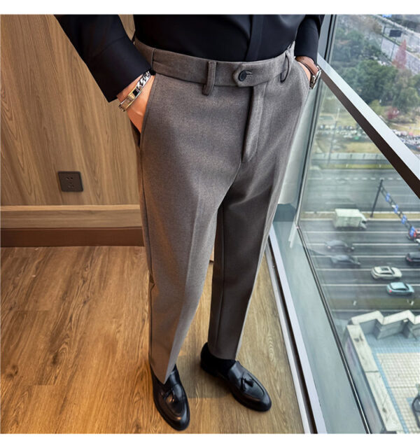 Men's Invisible Elastic Waist Thickened Warm Wool Trousers - Image 10