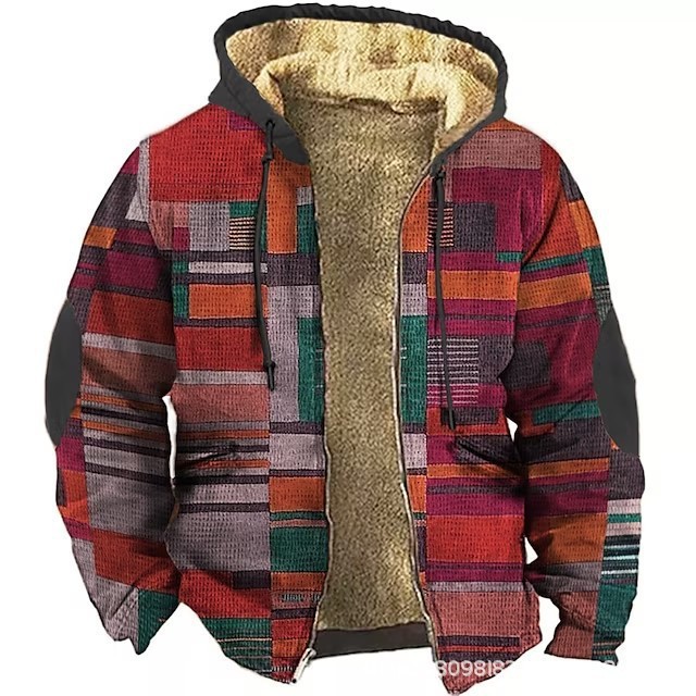 Fleece-lined Thickened Patchwork Cotton Jacket - Image 29