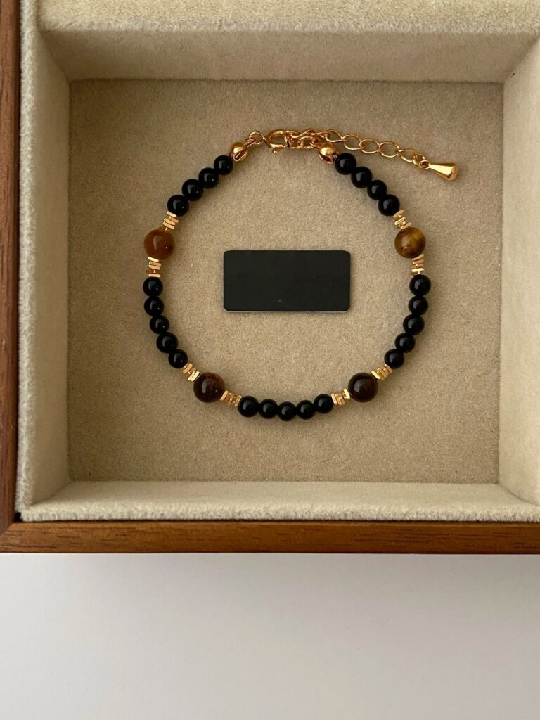 Tiger Eye Stone Blue Pattern Natural Freshwater Pearl Bracelet