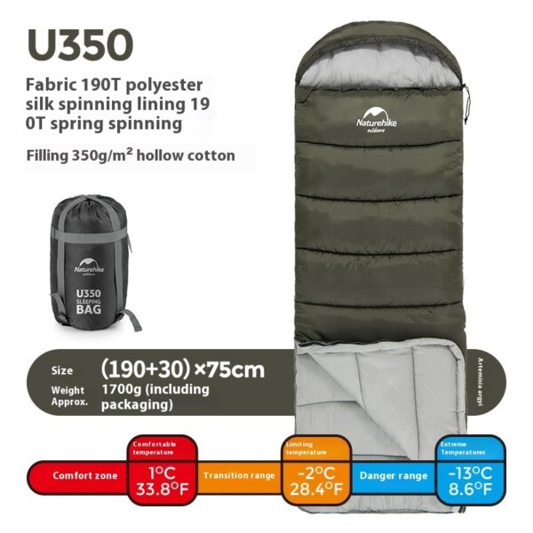 Naturehike Series Envelope Hooded Sleeping Bag Outdoor Camping Autumn And Winter Cold-proof Double - Image 37
