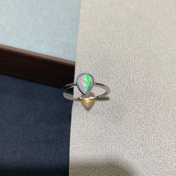 Natural Opal Ring, S925 Silver Setting, Minimalist Water-drop Shape, Opal Ring - Image 9