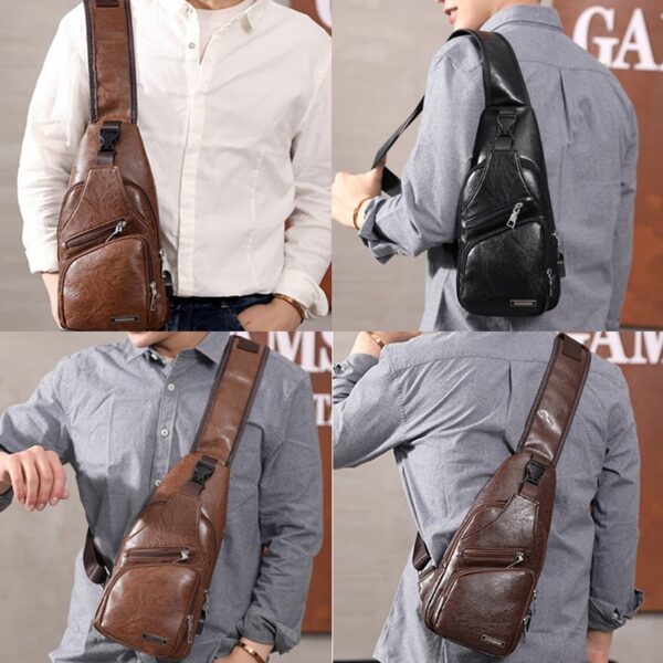 Men USB Charging Bag Men Chest Bag For Custom PU PVC Shoulder Bag Diagonal Package Messenger Travel Bag Cross Body Bags - Image 5