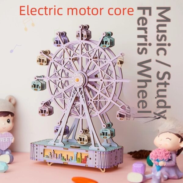 DIY Wooden 3D Puzzle - Irregular Shaped Ferris Wheel Model - Image 7