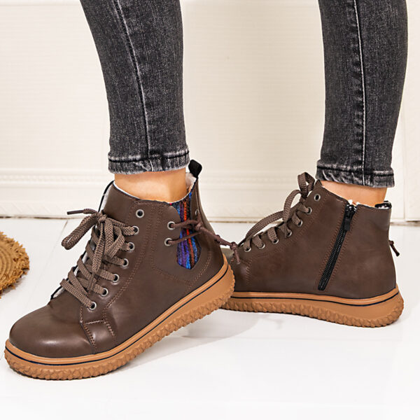 PU Casual Shoes With Front Laces, Winter Cotton Boots - Image 12