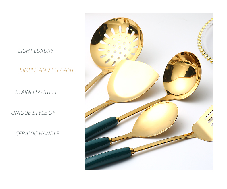 7 PCS Stainless Steel Silicone Kitchen Utensil Slotted Spatula Turner Ladle Serving Spoon Pasta Server Cooking Set - Image 13