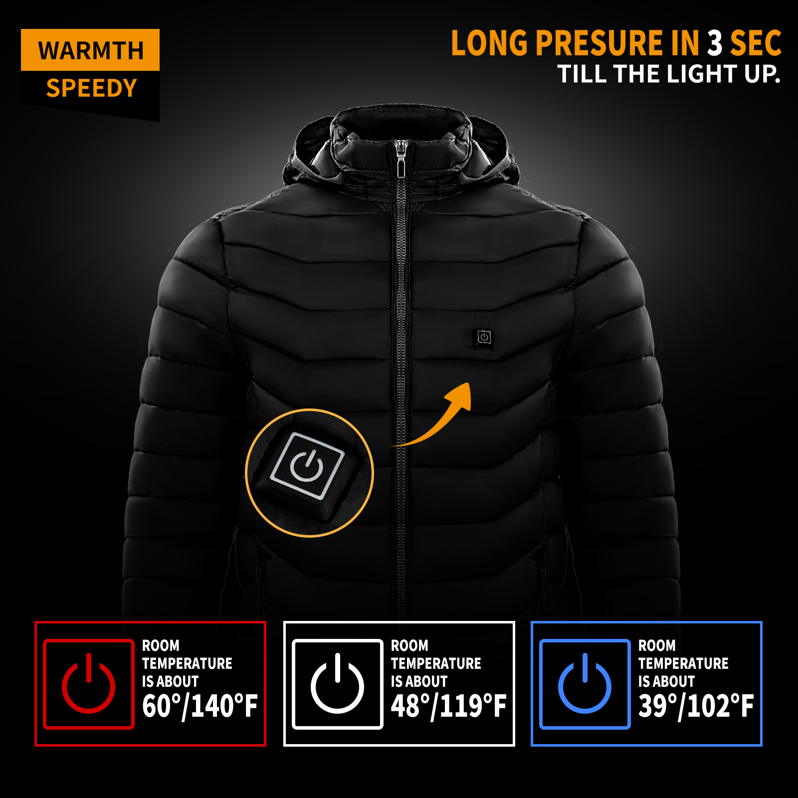 Men Heated Puffer Jacket Electric Heating Coat Insulated Hood Windbreaker 9Heat Zones - Image 17