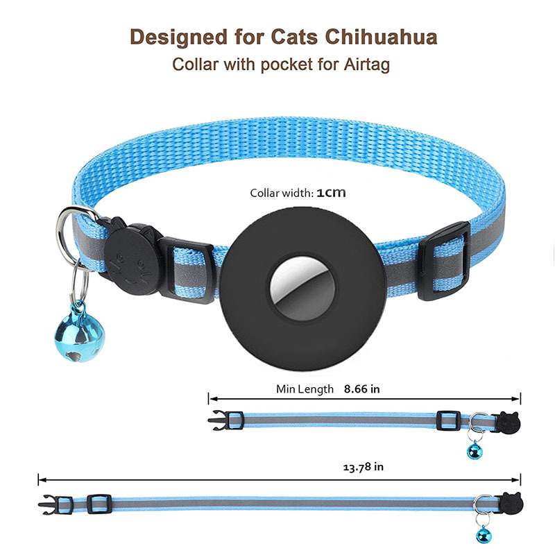 Airtag Pet Collar With Bell Reflective Adjustable Anti-lost Cat Dog Collar - Image 9