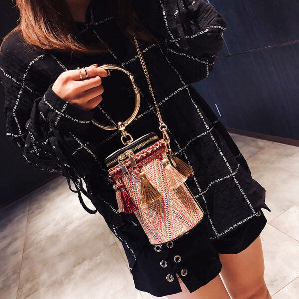 Luxury Handbag Women Bag Designer Retro Weave Feather Tassel lady Shoulder Bag - Image 6