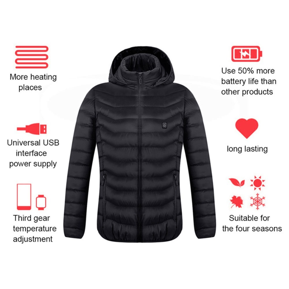New Heated Jacket Coat USB Electric Jacket Cotton Coat Heater Thermal Clothing - Image 3