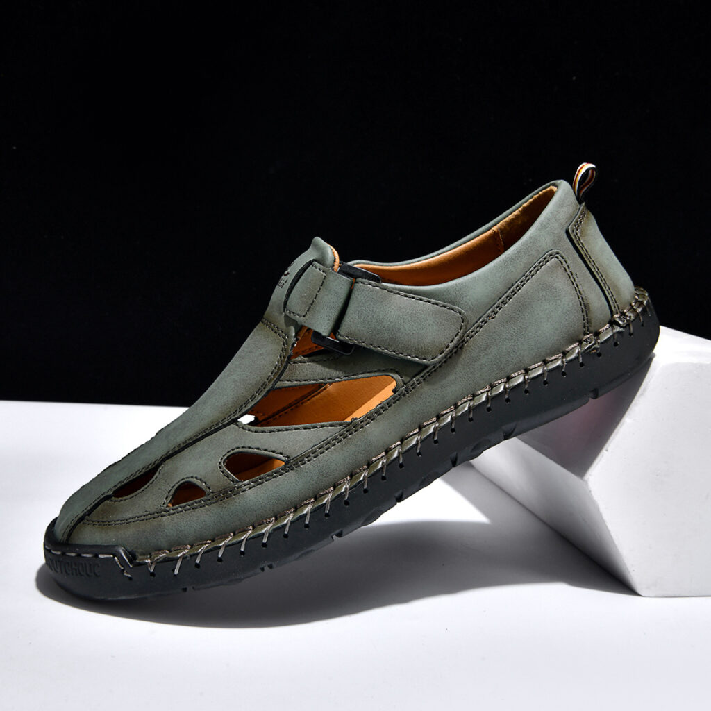 Breathable Hand-Sewn Mens Closed-Toe Sandals
