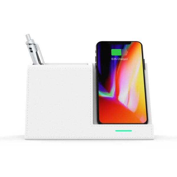 Leather Pen Holder Wireless Charger Wireless Phone Charger And Pen Holder Fast Charging Phone - Image 7