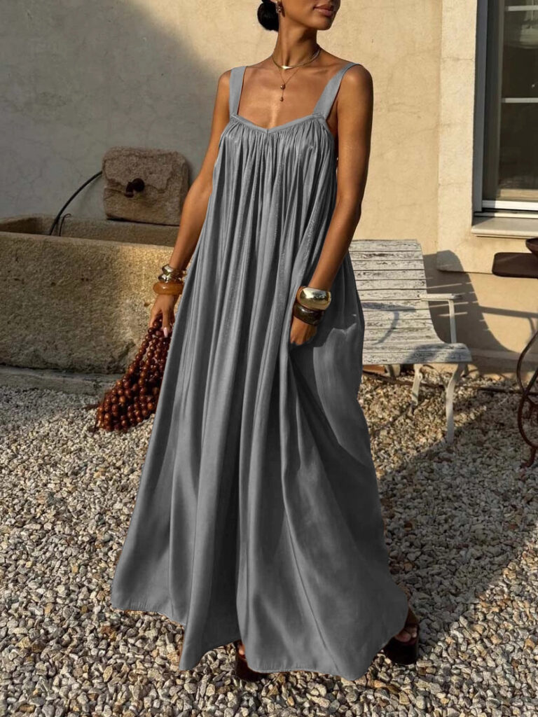 French-style Elegant Pleated Slip Dress