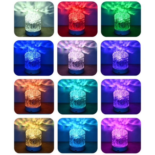 Crystal Lamp Water Ripple Projector Night Light Decoration Home Houses Bedroom Aesthetic Atmosphere Holiday Gift Sunset Lights Home Decor - Image 9