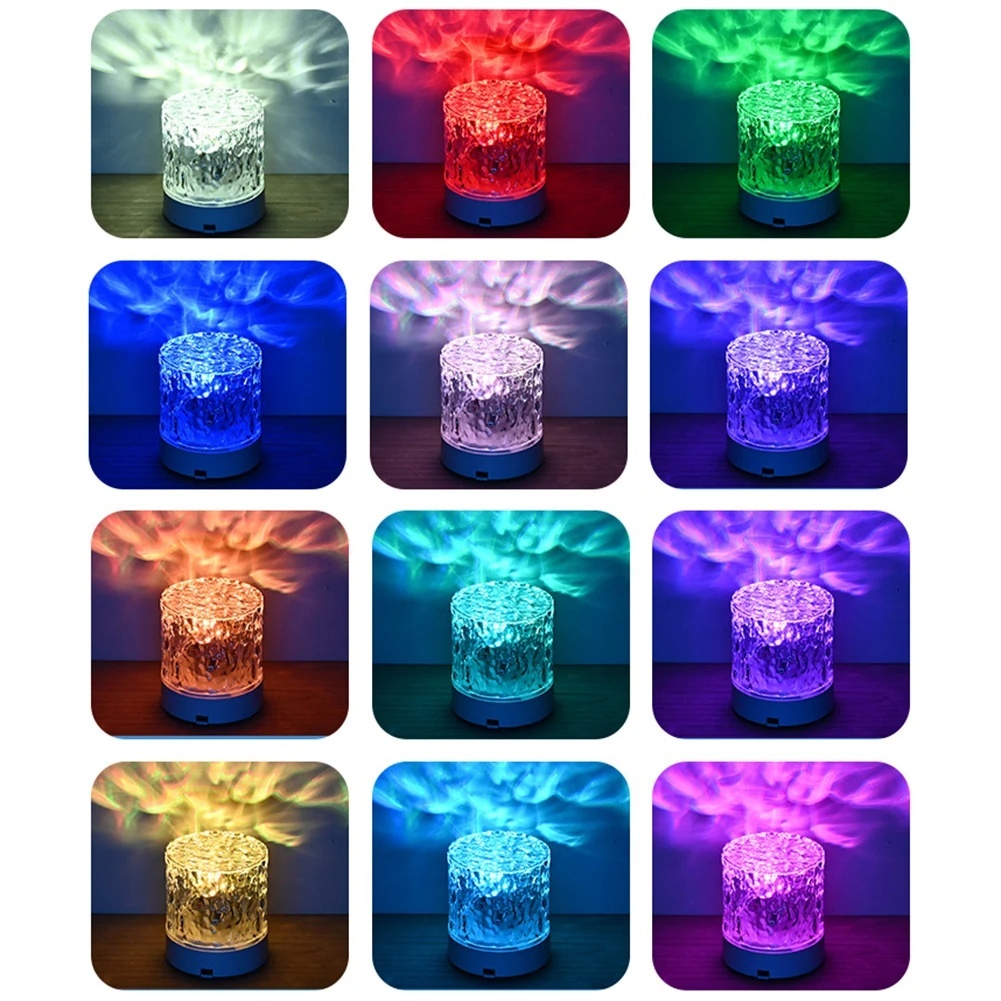 Crystal Lamp Water Ripple Projector Night Light Decoration Home Houses Bedroom Aesthetic Atmosphere Holiday Gift Sunset Lights Home Decor - Image 9