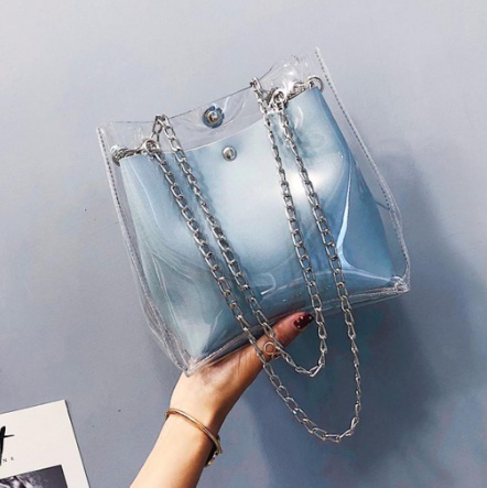 Fashionable transparent bag chain bucket bag female summer new style Korean edition fashionable child mother one shoulder cross body bag - Image 2