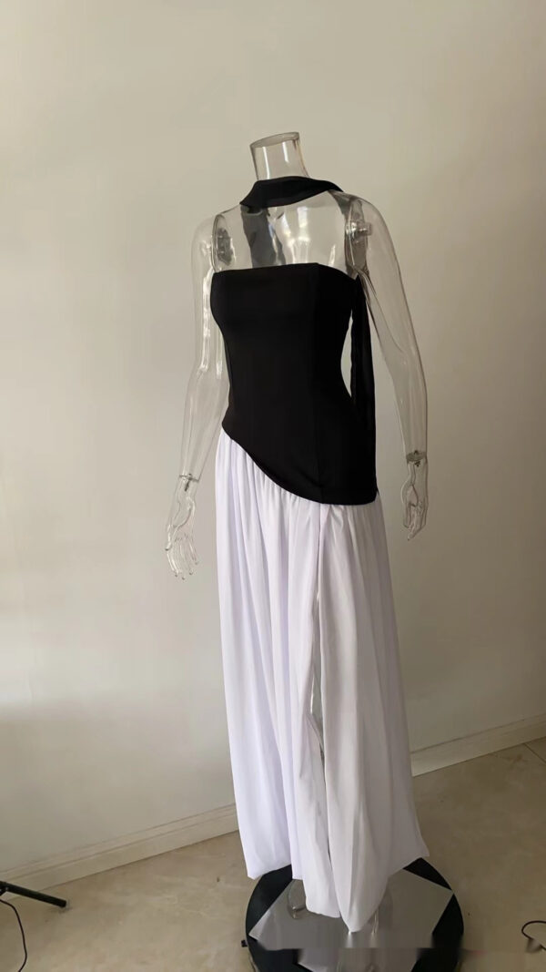 Temperament Contrasting Zipper Tight Dress - Image 5