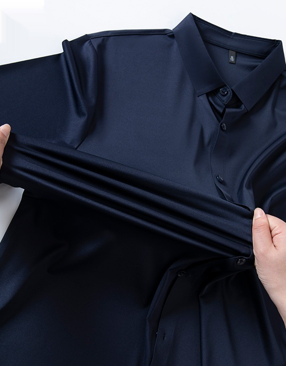 High-elasticity Mens Seamless Wrinkle-free Ice-silk Long-sleeve Shirt - Image 44