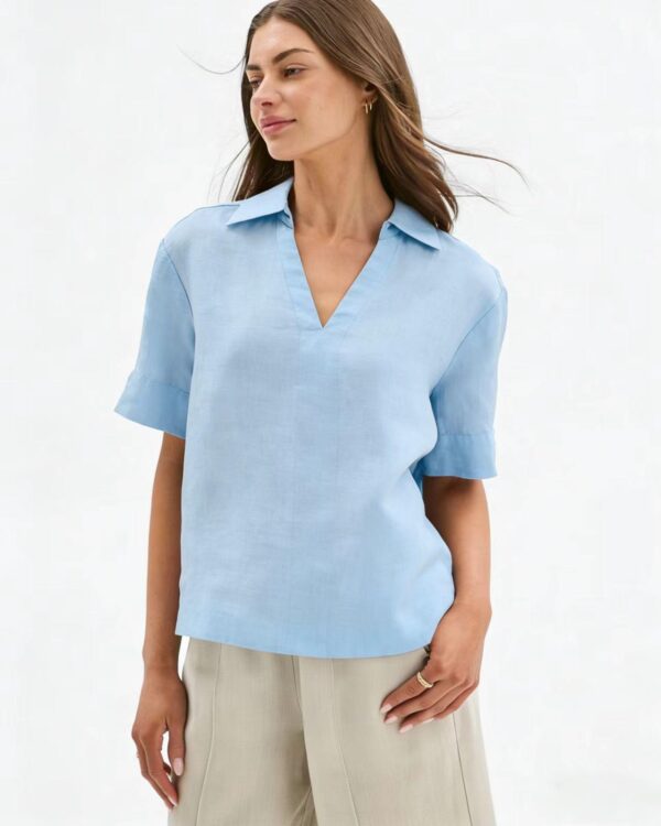 Summer Thin Figure-flattering Casual Faux Linen Top - Image 6