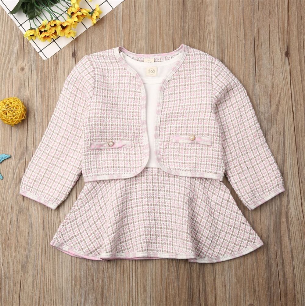 Long-sleeved Dresses Two-piece Children
