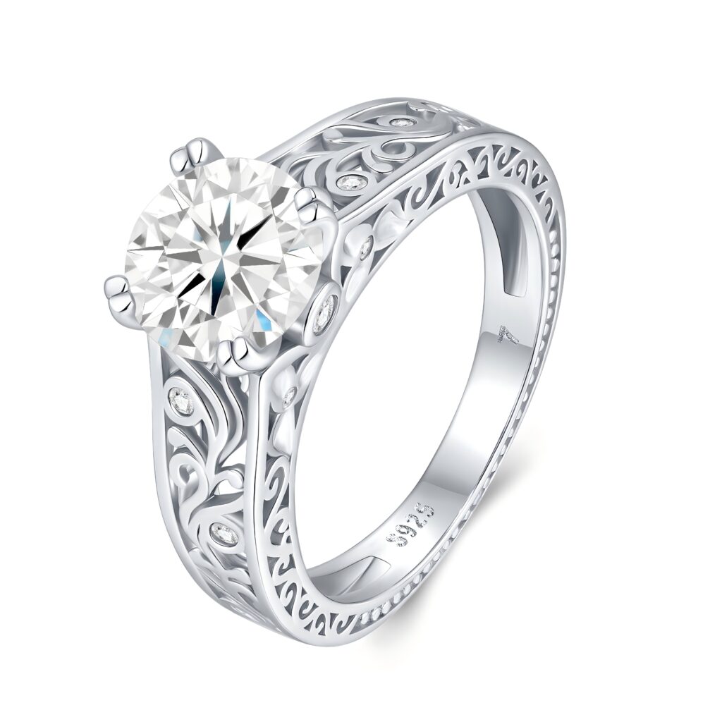 2-carat Luxury Fashion Minimalist Trend Jewelry Silver Ring Set With Top-quality Moissanite, Made Of S925 Silver With Electroplated Platinum.