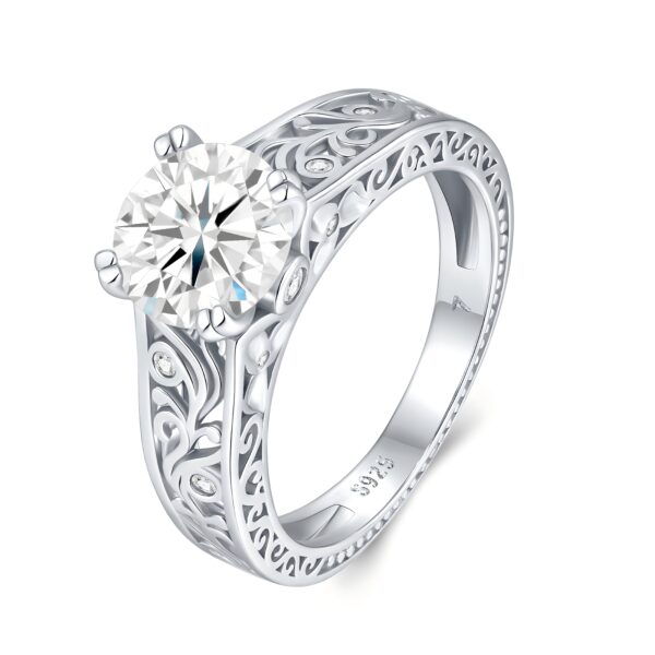 2-carat Luxury Fashion Minimalist Trend Jewelry Silver Ring Set With Top-quality Moissanite, Made Of S925 Silver With Electroplated Platinum. - Image 4