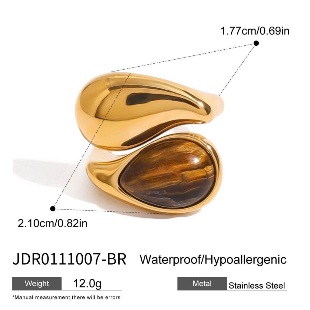 Versatile Fashionable Waterdrop-Inlaid Pearl Stainless Steel Open Ring